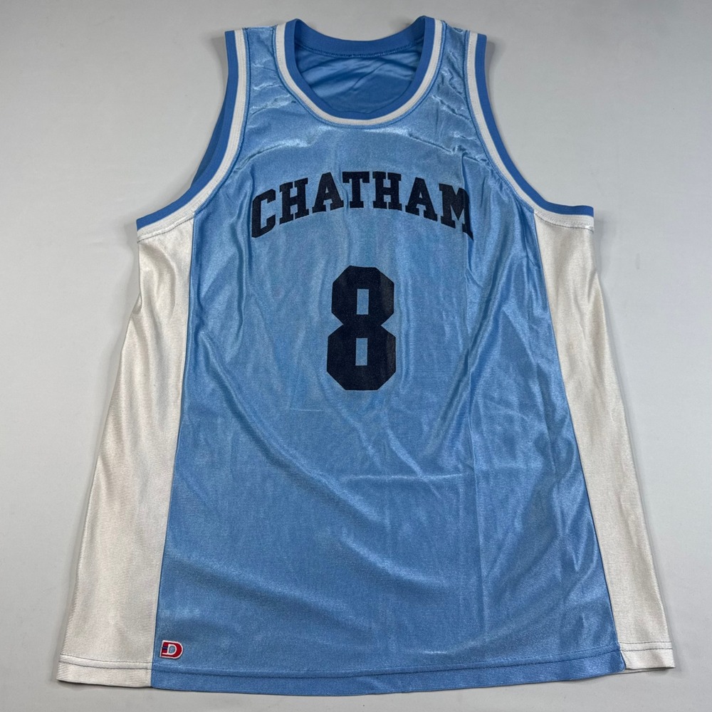 Vintage Chatham 8 Basketball Jersey Mens Large Blue White Dodger Made in USA